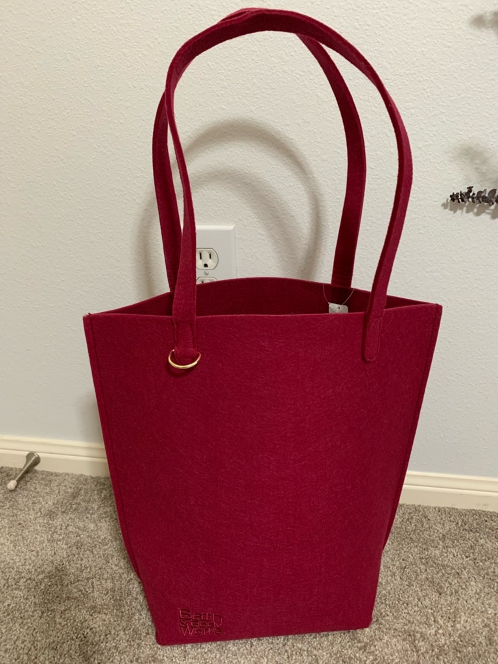 *NEW* 2025 BATH & BODY WORKS BLACK FRIDAY Felt Maroon Standing Tote Bag NWT
